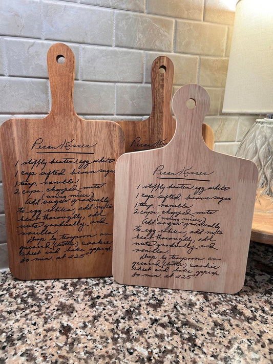 Custom Engraved Handwritten Recipe Board